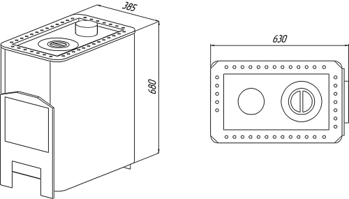 Печь отопит.-варочная УЮТ-1 с верхним дымоходом (засыпной) (Варвара)